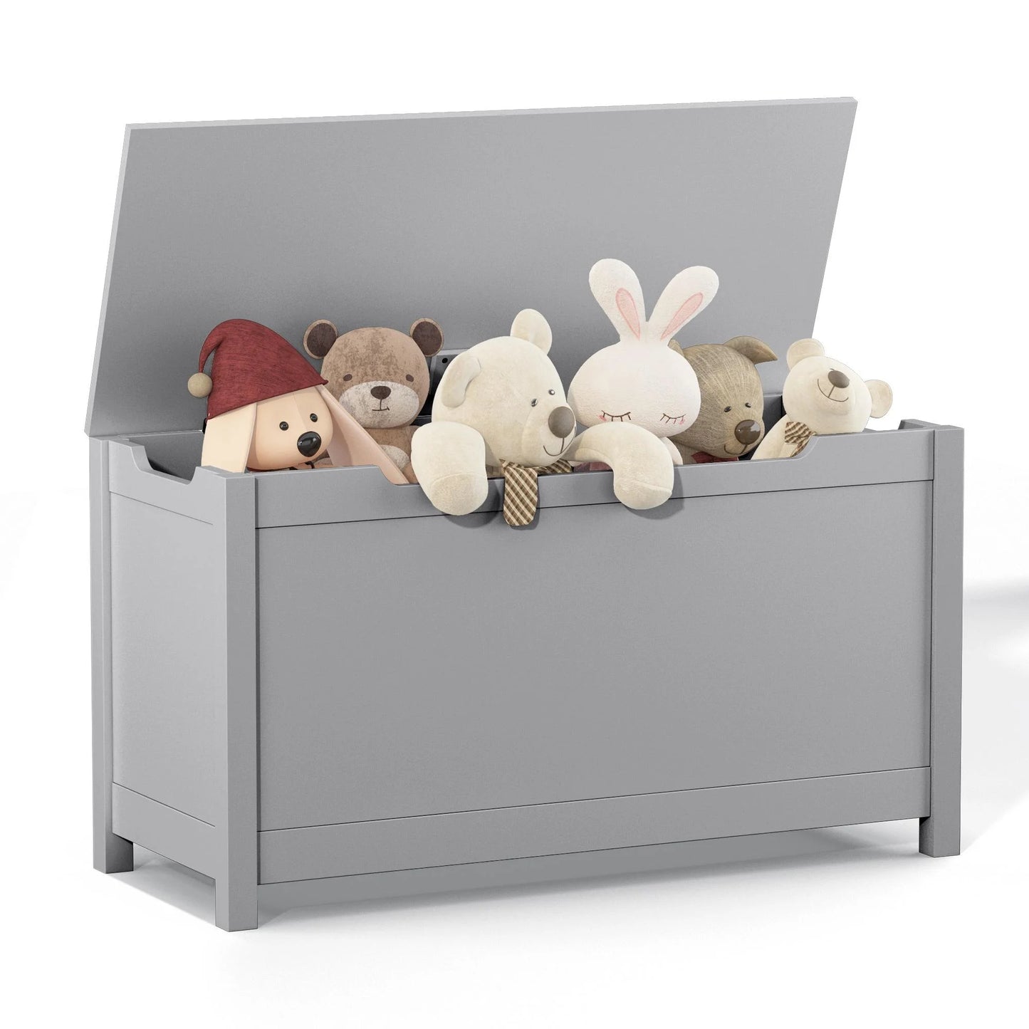SESSLIFE Toy Storage Box, Wooden Toy Box and Storage Chest with Seating Bench, Toy Chest with Safety Hinged Lid, Gift for Boys Girls
