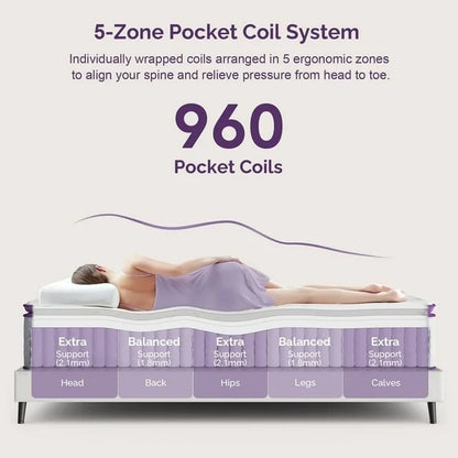 Sersper King Mattress, 12 Inch Hybrid Pillow Top King Size Mattress in a Box, Open-Cell Memory Foam Structure, Pressure Relief, Cool Sleep, Fiberglass Free, Medium Firm