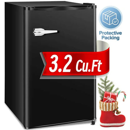 Auseo 3.2 Cu.ft Single Door Freezer, Compact Mini Freezer with Reversible Door for Kitchen, Apartment, Basement, Dorm, Black