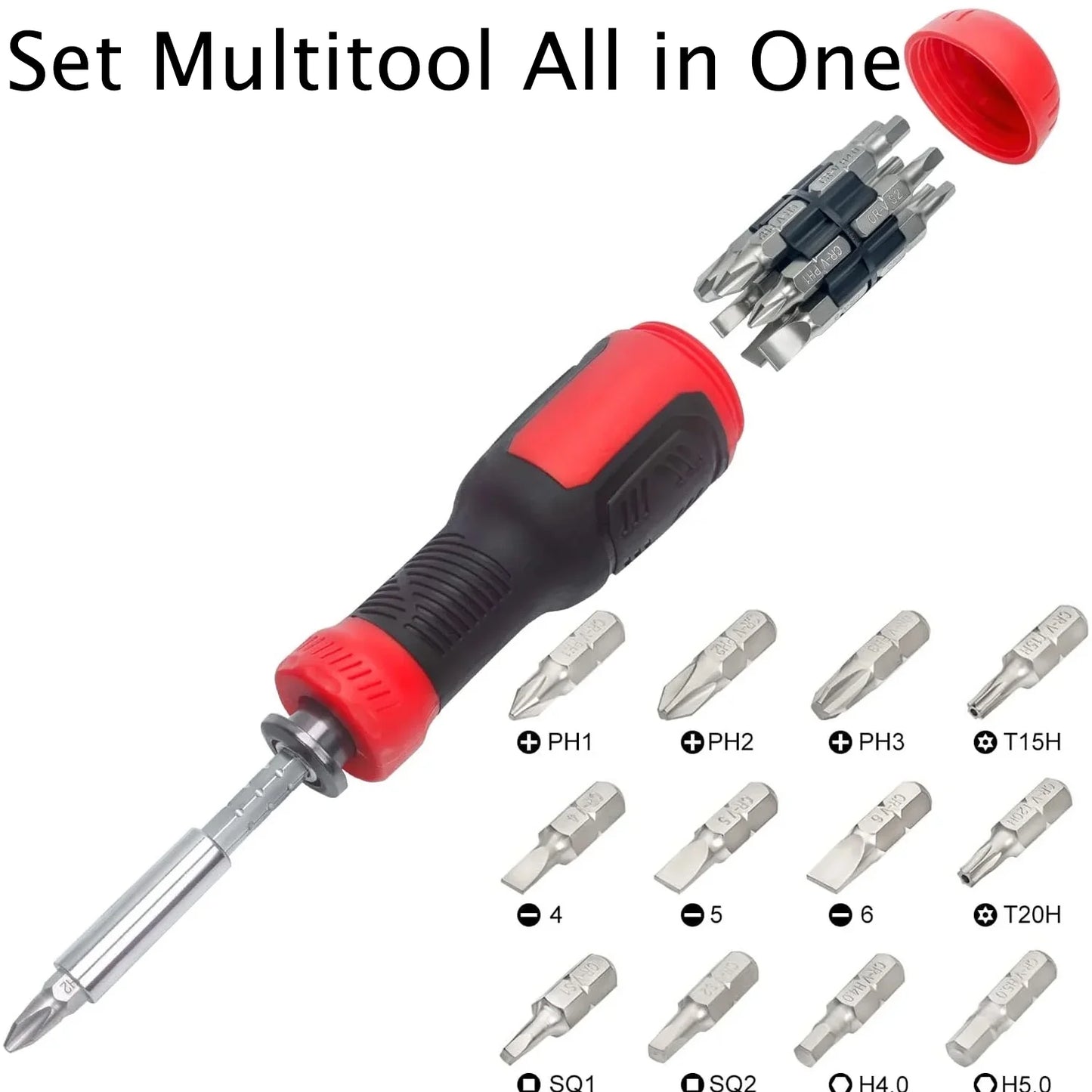 Screw Driver,Multi Screwdriver 13-in-1 Screw Driver Adjustable Screwdriver Set Multitool All in One with Torx Security, Flat Head, Phillips, Hex, Square and 1/4 Nut Driver