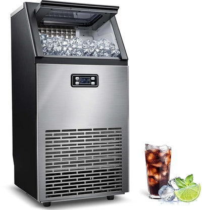 Auseo 100Lbs/24H Commercial Ice Maker Machine, 45 Cubes/Batch in 11Mins, Stainless Steel with Auto Clean, Under Counter for Home/Bar