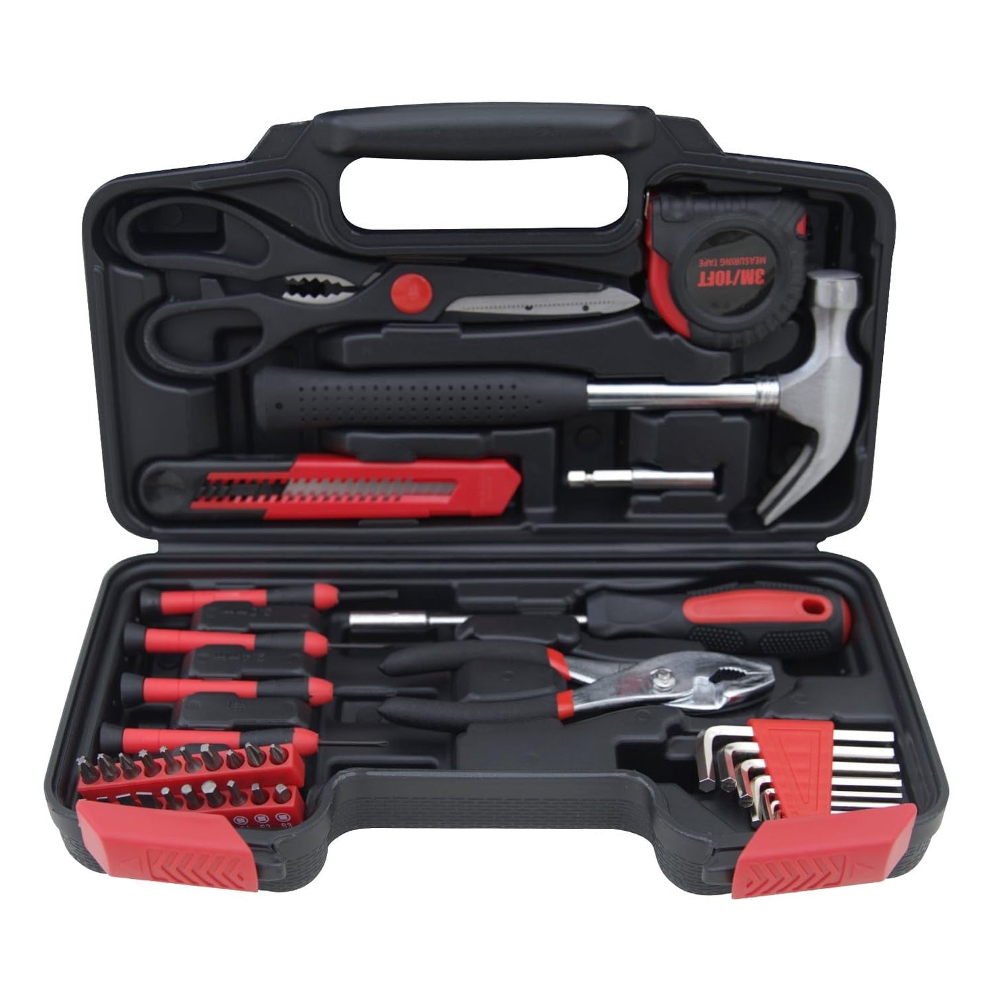 PhiloDeco 39-Piece Household Tools Kit Essential Home Repair Set with Plastic Toolbox Ideal for College Students, Home Use & More