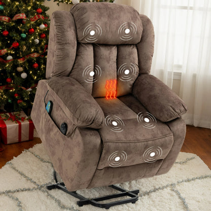 UHOMEPRO Recliner Chair for Living Room, Electric Heated Power Lift Recliner Chairs for Adults Elderly, Recliner Sofa for Seniors 330 lb Capacity with Side Pocket for Home Theater, Brown