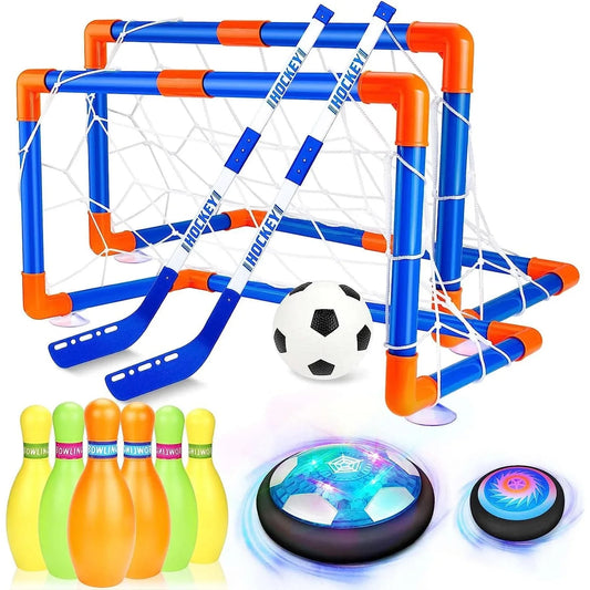 BEEPRINCESS Hover Soccer Ball, 4-in-1 Hover Hockey Ball Kids Toys Set, Indoor and Outdoor Sports Games Toys for Kids Ages 3 4 5 6 7 8-12 - Rechargeable LED Soccer Games Toys for 3-12 Year Old Boys