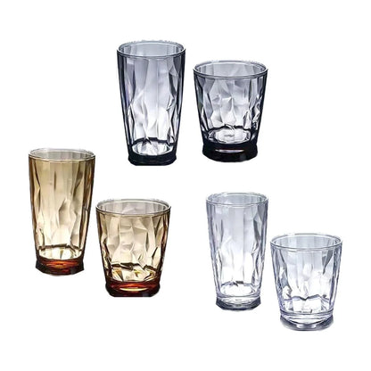 Drinking Glasses Set of 6, Acrylic Glassware for Kids, Plastic Tumblers Cups Picnic Water Glasses Unbreakable Juice Drinkware for Camping Restaurant Beach BPA Free