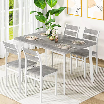 Hooseng Dining Room Table and Chairs Set for 4, 5 Piece Kitchen Table Set with MDF Broad for Small Space, Apartment