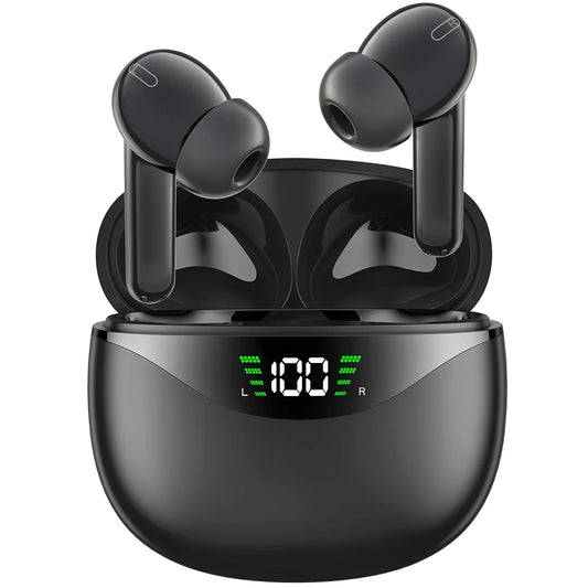 Bluetooth 5.0 Wireless Earbuds with Charging Case IPX5 Sweatproof Headset/Headphones in Ear Built in Mic Industrial Leading TWS Sound with Sport Pumping Bass -black