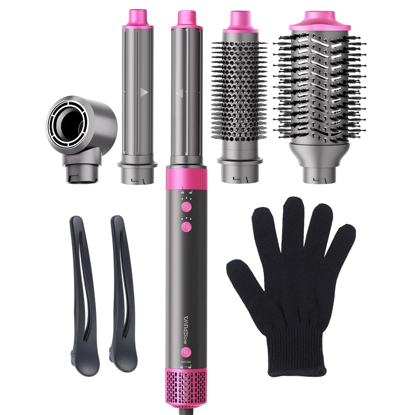 WindBlow 5 in 1 Hot Air Brush, High Speed Hair Dryer Brush Set with Negative Ion