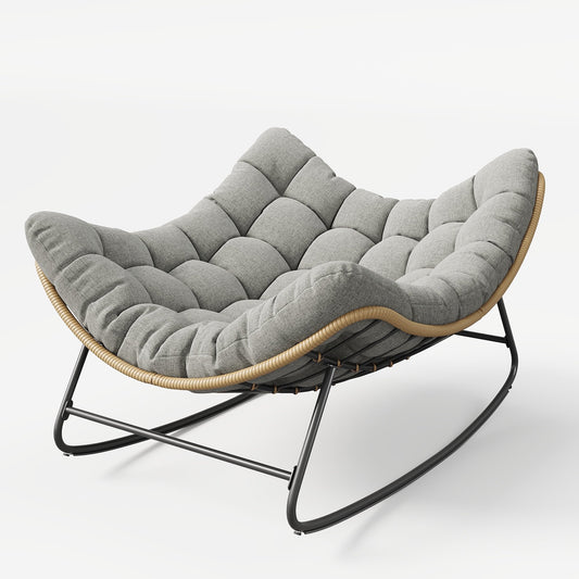 UDPATIO Outdoor Patio Wicker Papasan Chair with 360-Degree Swivel and soft Cushion.