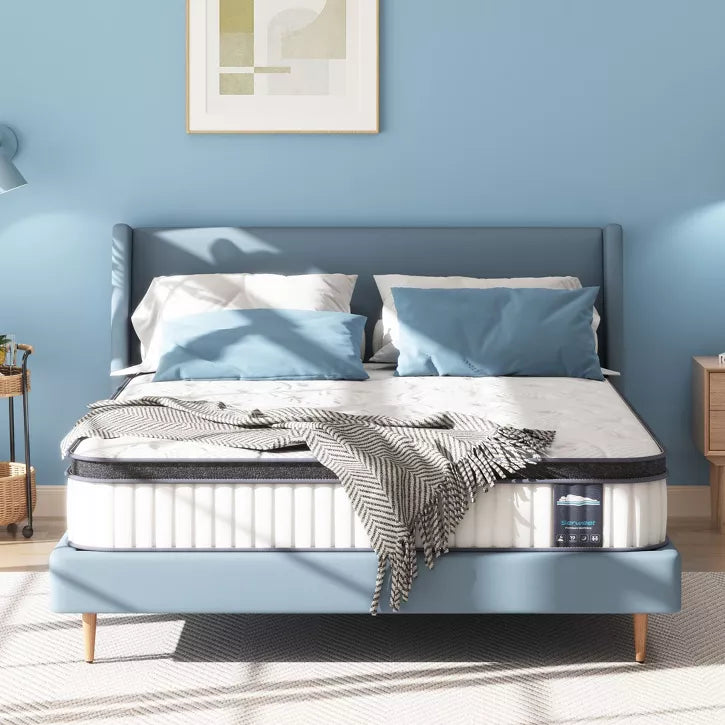 Serweet 10 inch Breathable Hybrid Mattress - Compatible with Platform Bed, Box Spring, or Slat Base