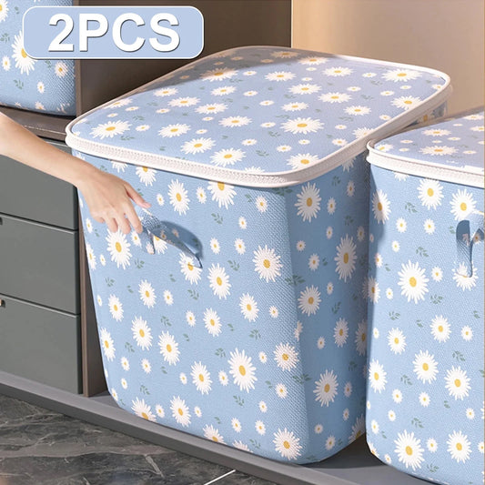 ARCTICICE 2-Pack 210L Large Foldable Closet Storage Stackable Waterproof for Clothes Toy Blanket Comforter Bedding Storage Organizer, Blue