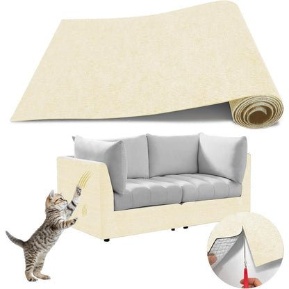 Katieovy Trimmable Cat Scratch Furniture Protector,39.3x15.8In Adhesive Cat Scratch Pad Deterrent for Cat Couch Furniture,Wall Protector,Covering Cat Tower,Off White