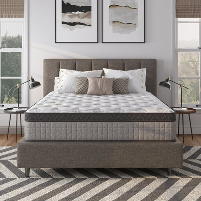 Queen Mattress in a Box, PENTINM 10 inch Memory Foam Mattress for Pressure Relief and Motion Isolation, Queen Mattress Diamond Innerspring Hybrid and Cooling Gel, Medium Firm, CertiPUR-US, Gray