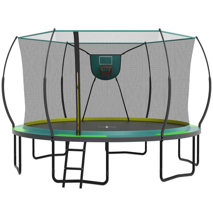14 Ft Trampoline for Kids and Adults, Outdoor Trampoline with Fiberglass Rods and Smart Zipper System Zero Gaps, Segmart Recreational Trampoline with Enclosure Net, 880LBS Heavy Duty Trampoline