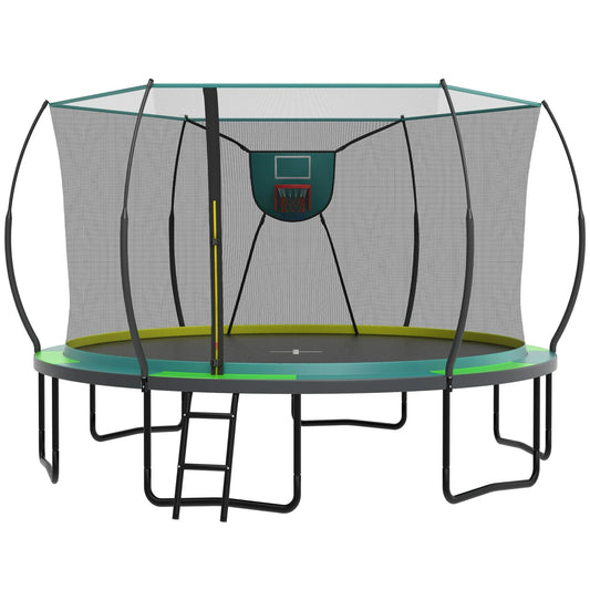 14 Ft Trampoline for Kids and Adults, Outdoor Trampoline with Fiberglass Rods and Smart Zipper System Zero Gaps, Segmart Recreational Trampoline with Enclosure Net, 880LBS Heavy Duty Trampoline