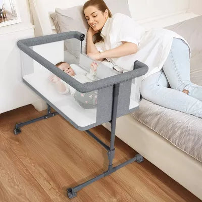 BabyBond 3 in 1 Baby Bassinet Beside Sleeper, Baby Beside Bassinet with Breathable Mesh, 5 Height Adjustable，Baby Crib for Newborn