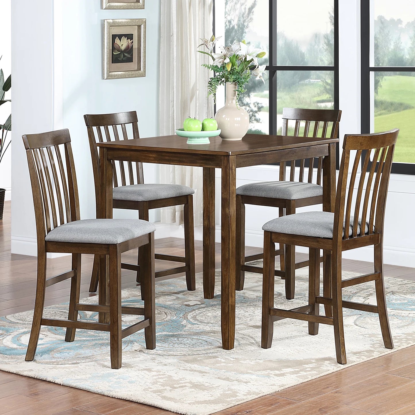 Paproos 5 Piece MDF & Wood Dining Table Set, Brown