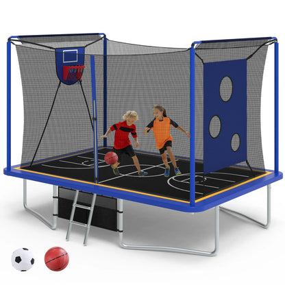 Large Rectangle Trampoline for Kids and Adults, 1600LBS Weight Capacity Recreational Trampoline with Enclosure Net, Basketball Hoop, Segmart Galvanized Heavy Duty Outdoor Trampolines for Patio Garden