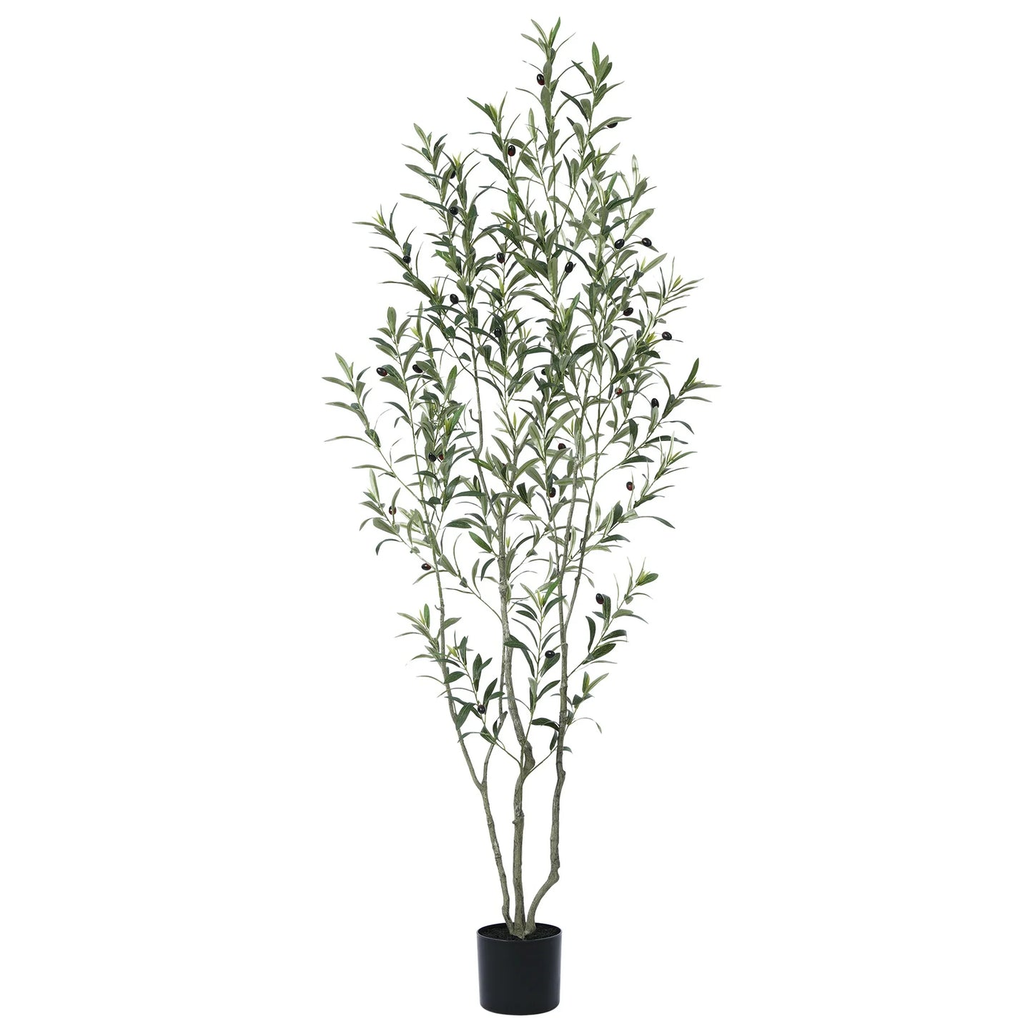 6ft Fake Plastic Olive Tree in Pot, Pre Potted Faux Greenry Plant for Home Decor Office House Living Room Indoor Outdoor, Big Fake Plants Fake House Plants