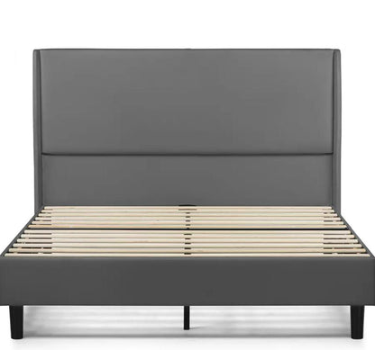 COMHOMA Bed Frame with Type-C  USB, 51 High Headboard Tall, Wood Slat Support