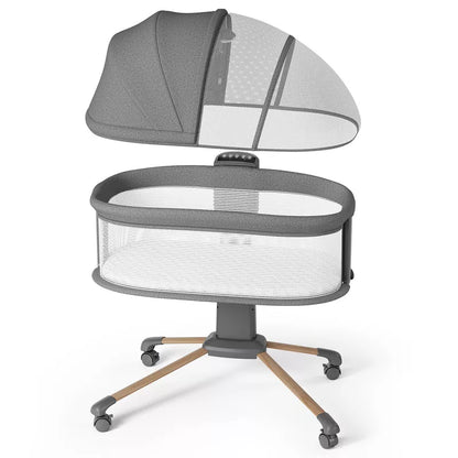 BabyBond Baby Rocking Bassinet with Breathable Mesh& Mosquito Net, Baby Bedside Sleeper with Calming Motion, 3 Adjustable Height for Infants