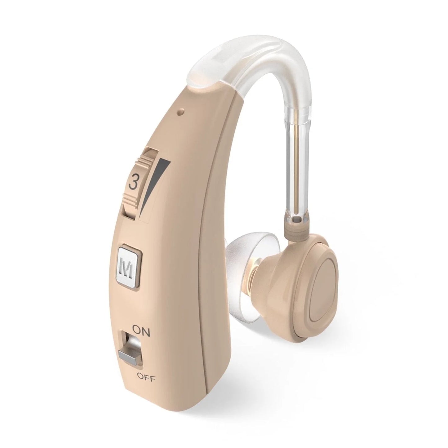 ELCTRTICI Rechargeable Hearing Aid for Adults – Noise-Cancelling, 2 Frequency Modes, Adjustable Volume Hearing Aid, Beige