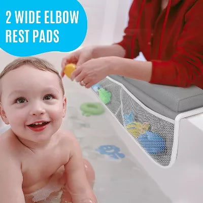 BabyBond Baby Bath Kneeler and Elbow Rest Pad Set- Nonslip Kneeling Pad Bath Mat with Memory Foam and Bath Toys Organizer