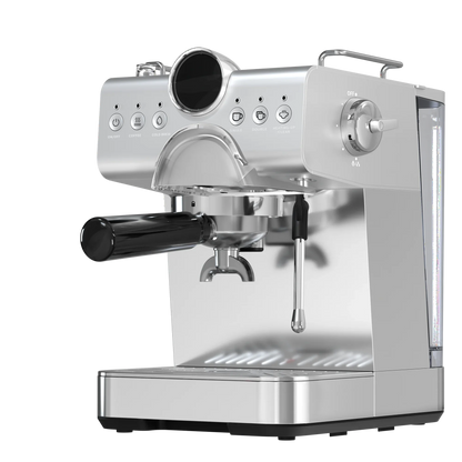 Auseo Pro Espresso Machine with Cold Brew & Milk Frother, 20-Bar Pressure Coffee Maker, Smart LED Display & Compact Stainless Steel Design for Lattes/Cappuccinos