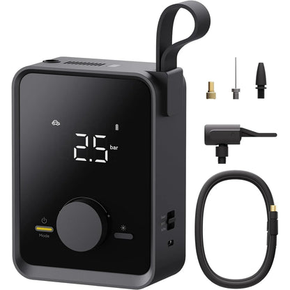 HOTO Electric Air Pump Pro for Car Tires with Digital Pressure Gauge 120PSI - Black