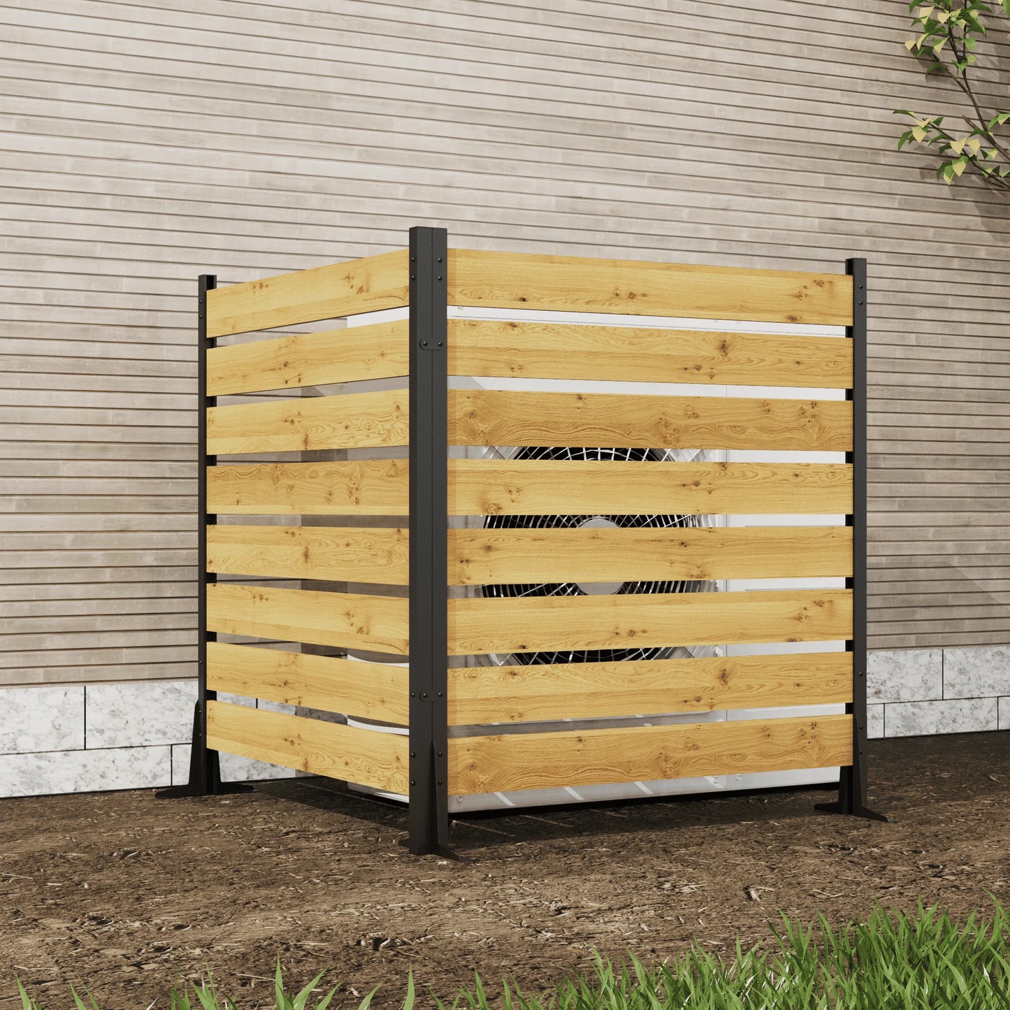 Prilinex 55"H x 38.5"W (2 Panels) Cedar Wood Privacy Screen outdoor fence privacy screen for Pool Equipment Enclosure Trash Can Enclosures Air Conditioner Fence