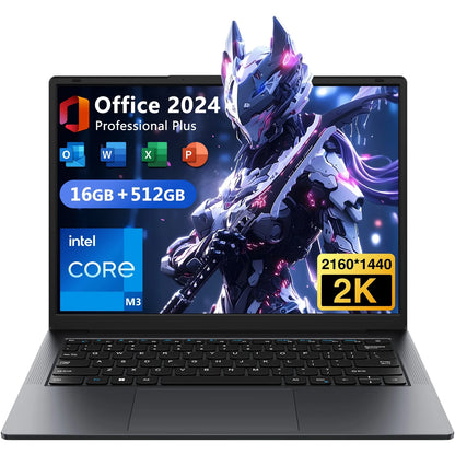 14.1" Laptop 16GB RAM 512GB SSD,Windows 11 Pro Notebook Computer,Intel Core M3-8100Y(up to 3.4 GHz)Processor,QHD Display, Ultra-Thin and Lightweight