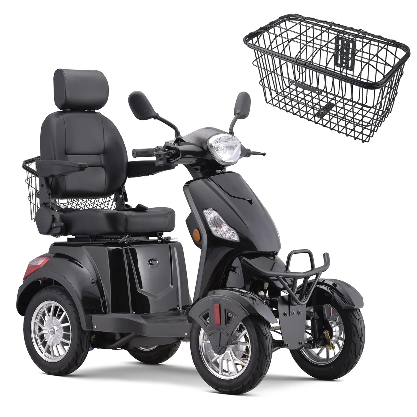 SKRT Large 4 Wheels Mobility Scooter (XW-E01), Electric Heavy Duty Wheelchair Device, 500 LBS Capacity for Seniors & Adults, Speed Adjust, Rear Trunk, Seat Extension