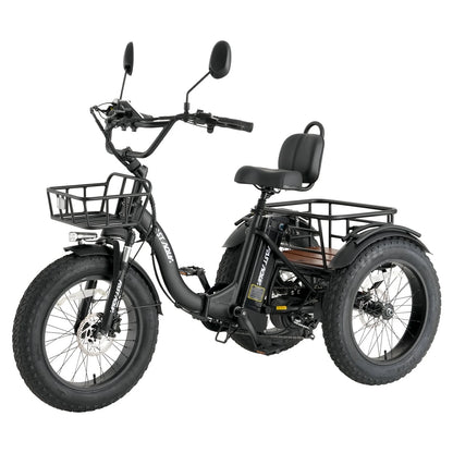 Skeri Electric Tricycle for Adults, 750W(Peak 1350W) Motor, 48V13Ah Battery, 20"x4" Folding Fat Tire 3-Wheel Electric Trike, 20MPH, Hydraulic Brakes, Rear Basket & Differential