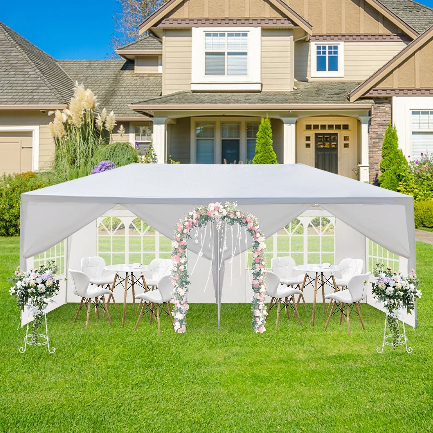 Ktaxon 10'x20' Canopy Wedding Party Tent Sun Shelter Pavilion with 6 Sidewalls