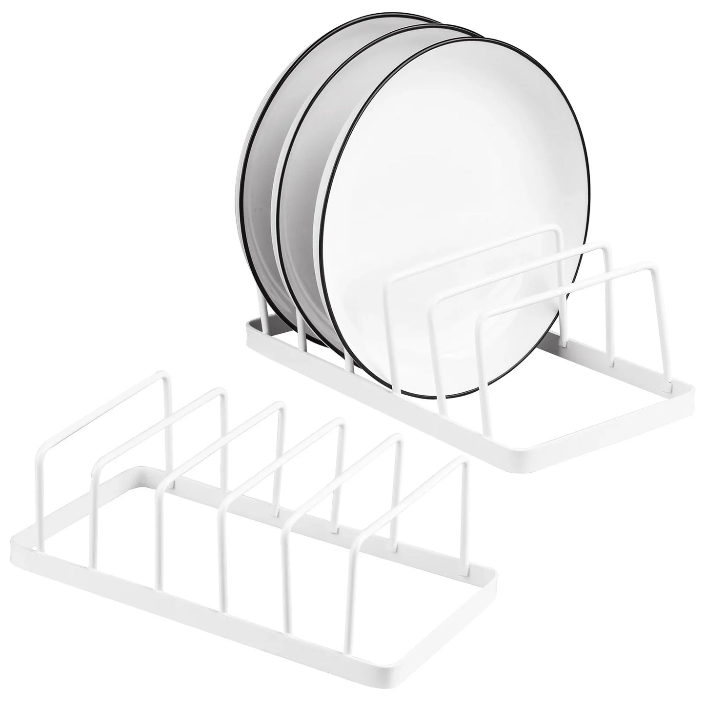 Tomorotec Dish Plate Storage Drainboard 2-Pack, Alloy Steel Kitchen Pot Lid Holder Dish Plate Drying Rack Drainer Stand Multifunctional Cabinet Organizer
