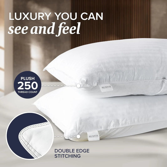 Teler Hotel Collection Bed Pillows Queen Size Set of 2 - Down Alternative Bedding Gel Cooling Pillow for Back, Stomach or Side Sleepers