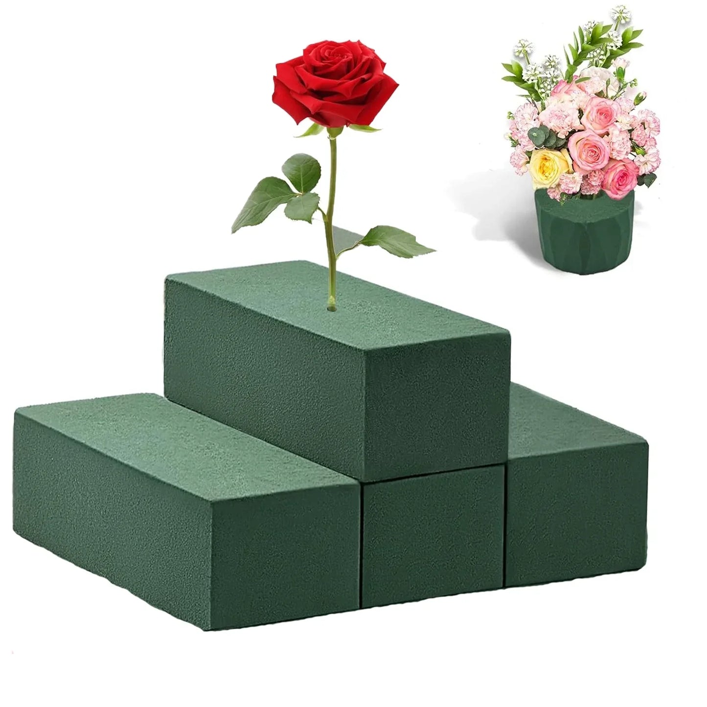 4 Pcs Floral Foam Blocks,Green Wet Dry Flower Foam Plant Foam for Wedding, Birthdays Fresh & Artificial Flower Arrangements DIY Craft( 8.86L x 4.13W x 2.95H)