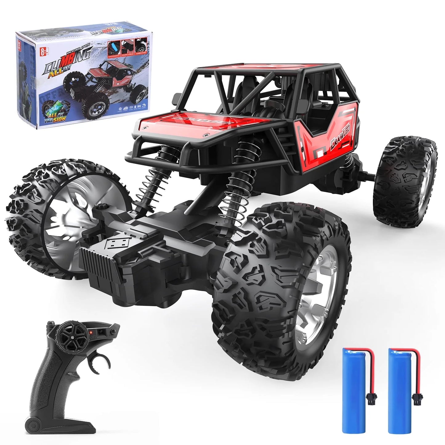 JoyStone Remote Control Truck W/Metal Shell, 60+ Mins, 2.4G, RC Cars Crawler for Boys, Monster Trucks, Toy Vehicle Car Gift for Kids Adults Girls,Red