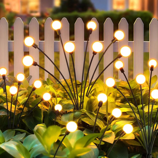 2 Pack Solar Firefly Swaying Lights, Outdoor Solar Garden Lights, LED Waterproof Firefly Lights for Yard Patio Pathway Decor, Warm White