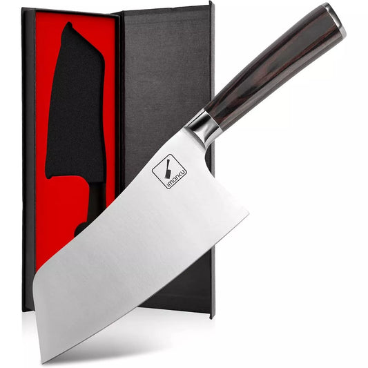 imarku Kitchen Knife, 7 Inch Ultra Sharp Butcher Knife Japanese SUS440A Stainless Steel Cleaver Knife with Ergonomic Handle, Meat Knife for Kitchen