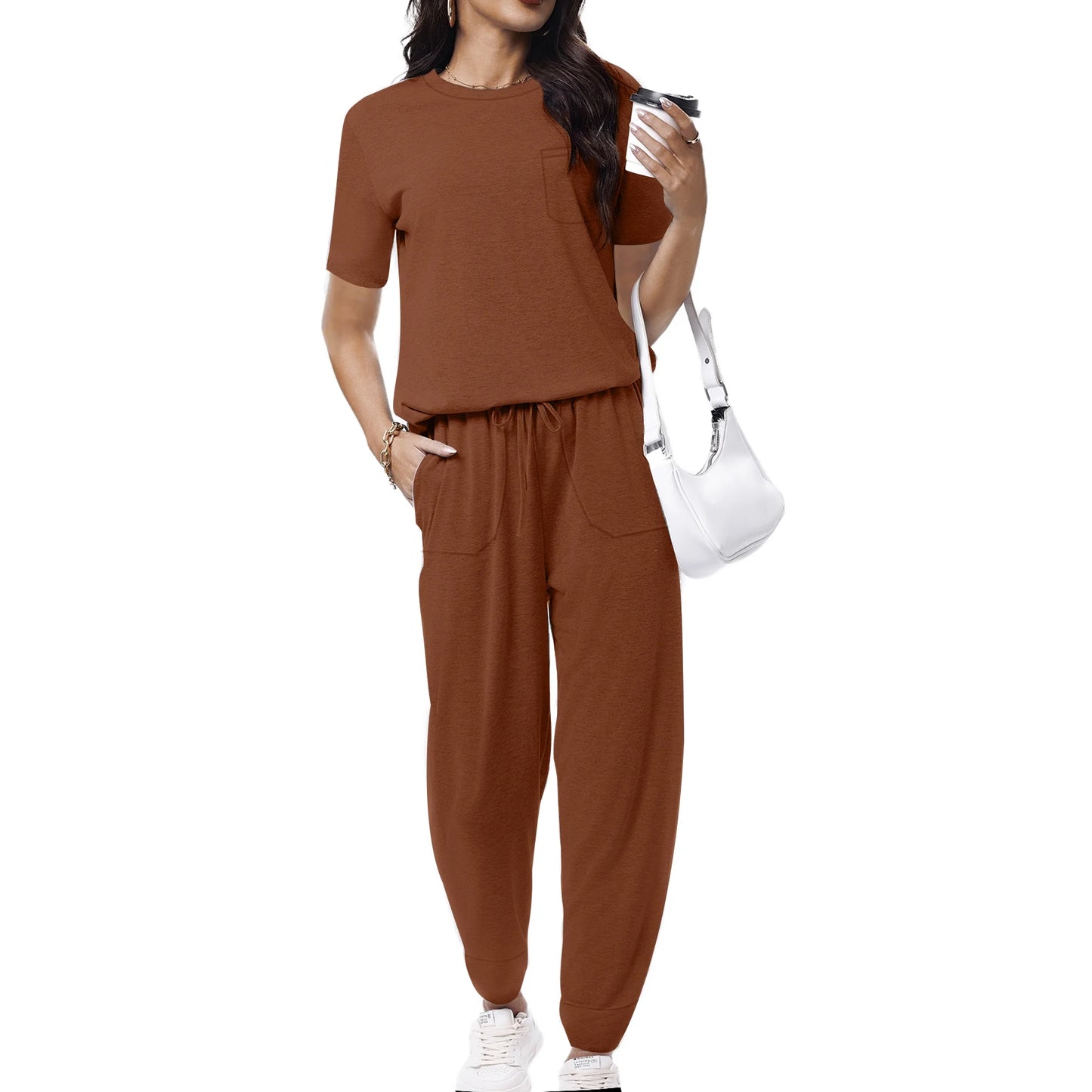 UVN Jogger Sets for Women Sweatsuit 2 Piece Lounge Set Solid Outfits Sets Casual Tracksuits with Pockets