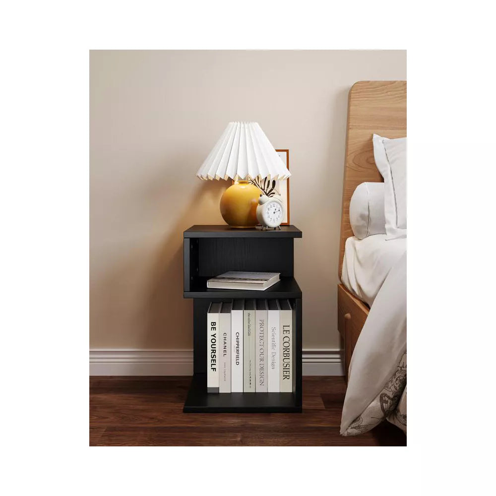 20'' S-Shaped End Table and Bookcase With Open Storage Shelves - Tree City