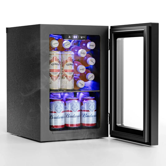 Auseo 24 Can Beverage Refrigerator, Wine Cooler with Touch Control Buttons, Mini Refrigerators for Bedroom/Office/Bar
