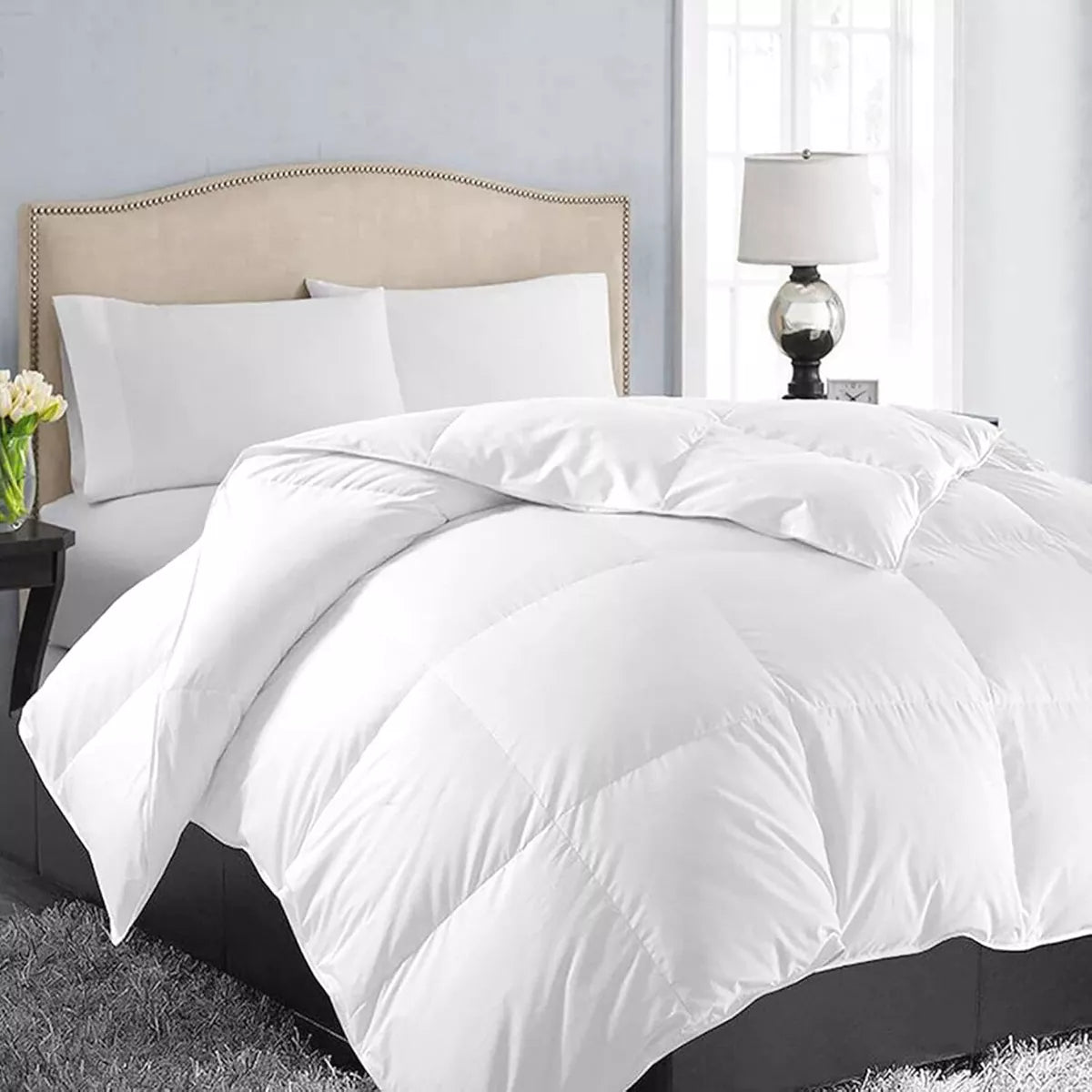 Inhand Down Feather Fiber Comforter - All Season Luxury Duvet Insert, Warm Fluffy Comforter with Premium Polyester Cover