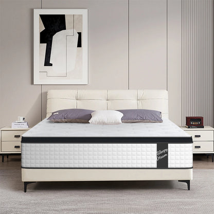 12 Inch Spring Hybrid Mattress Cool Memory Foam with Pressure Relief, CertiPUR-US OEKO-TEX 100 Certified, Queen Mattres in A Box