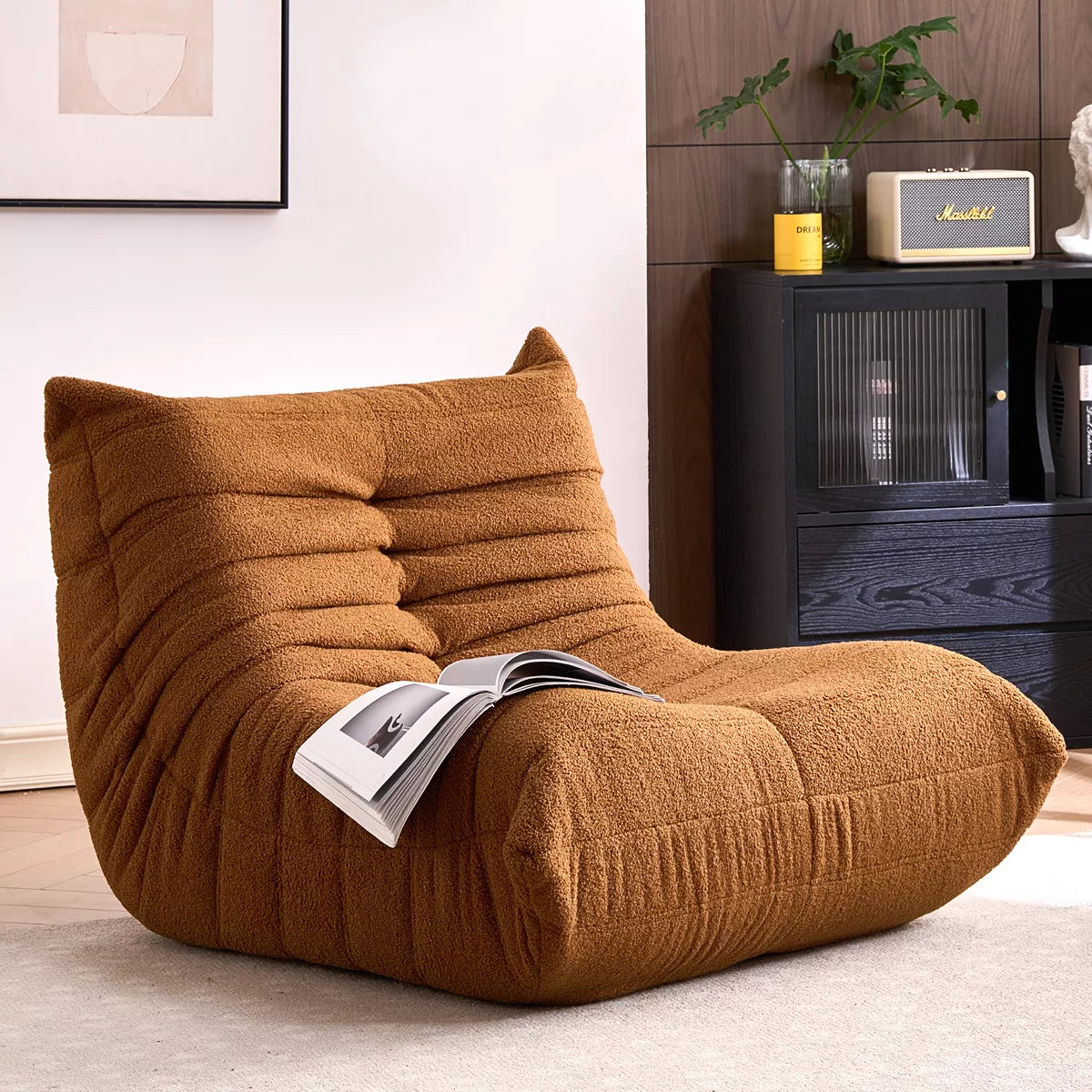 Inhand Brown Bean Bag Chair Big Sofa Beanbag Chair for Adults Bean Bag Lounger with Memory Foam Filled for Home,Apartment or Gaming Venue