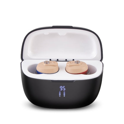ELCTRTICI Hearing Aids for Seniors, Rechargeable Hearing Aids with Portable Charging Case, Noise Cancellation, Lightweight & Invisible Design (Beige)