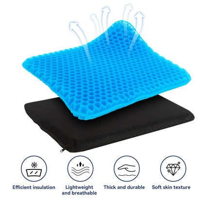 VUSIGN Cooling Gel Seat Cushion for Long Sitting, Wheelchair Cushions, Gel Chair Cushion for Hip Pain, Gel Seat Cushion for Office Chairs,Gel Car Seat Cushion Breathable