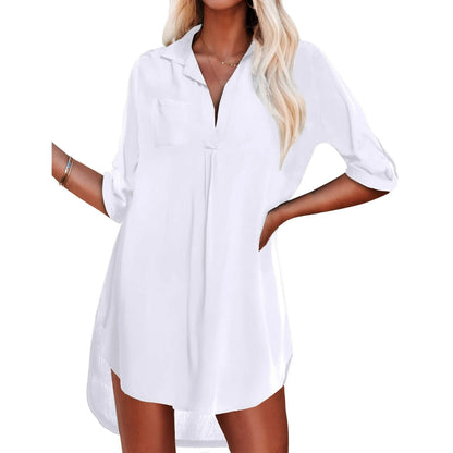 UVN Swimsuit Cover Up 3/4 Sleeve V Neck Shirts for Women Bathing Suit Cover Up Summer Tops