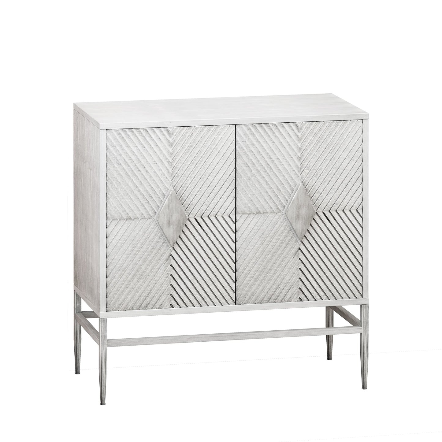 31.50 Modern 2 Door Wooden Storage Cabinet Accent Cabinet with Metal Leg Featuring Two Tier Storage, for Living Room, Entryway and Dining Room